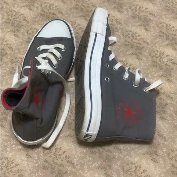 grey and red converse